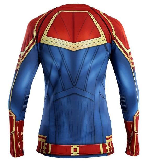 Women's Captain Marvel Carol Danvers Compression Long Sleeve Rashguard-RashGuardStore