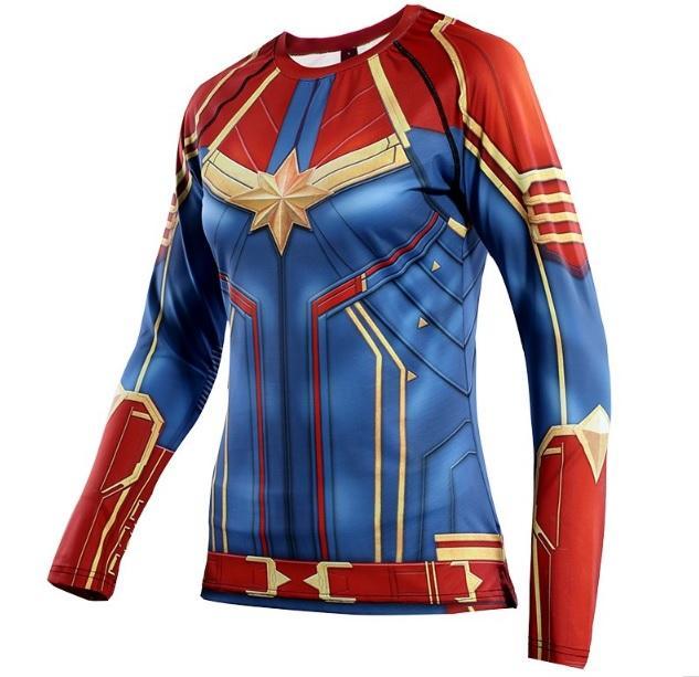 Women's Captain Marvel Carol Danvers Compression Long Sleeve Rashguard