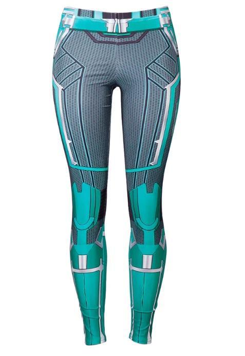Women's Captain Marvel Carol Danvers 'Star Force' Green Kree Compression Leggings-RashGuardStore