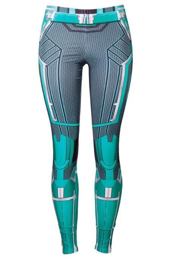 Women's Captain Marvel Carol Danvers 'Star Force' Green Kree Compression Leggings-RashGuardStore