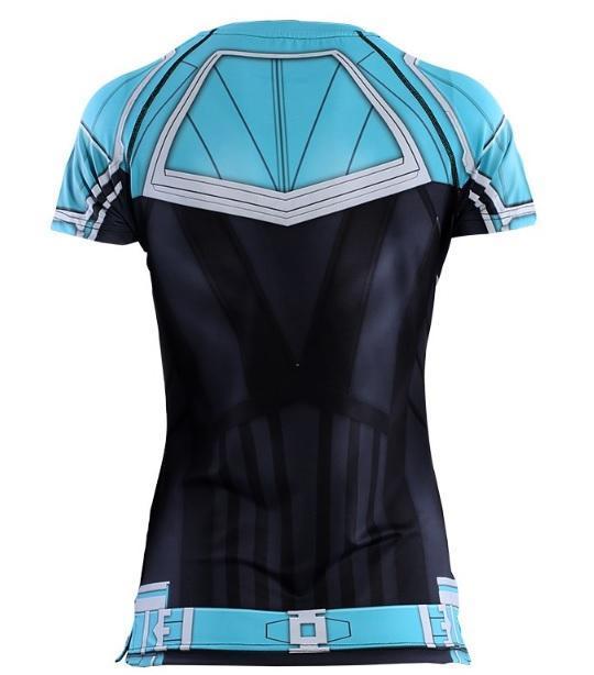 Women's Captain Marvel Carol Danvers 'Star Force' Kree Compression Short Sleeve Rashguard-RashGuardStore