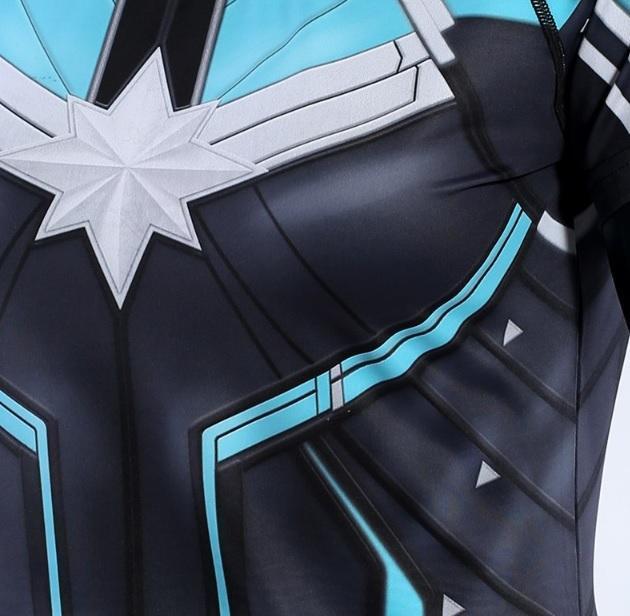 Women's Captain Marvel Carol Danvers 'Star Force' Kree Compression Short Sleeve Rashguard-RashGuardStore