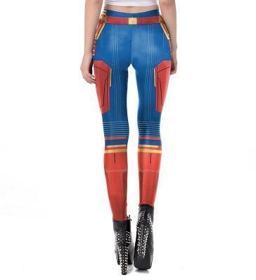 Women's Captain Marvel Compression Leggings-RashGuardStore